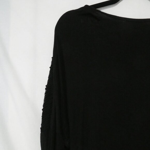 ADDITION ELLE | 2X | Black Long Sleeve Knit Front Shirt W/ Sequins | Solid Back - Picture 8 of 13